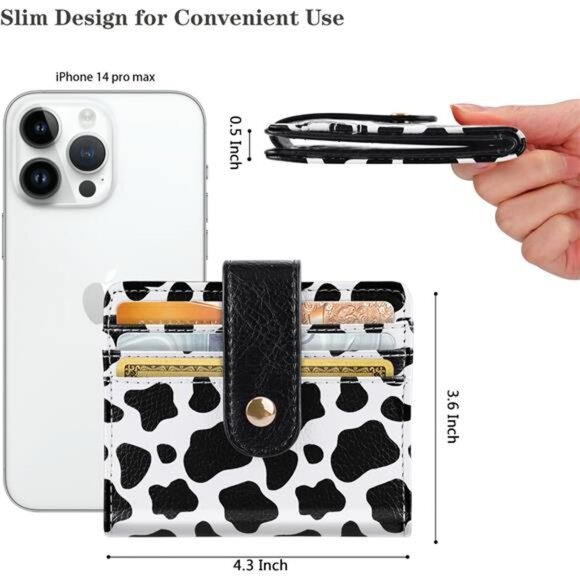 Slim Bifold Wallet RFID Credit Card Wallet Small Cute Card Holder for Women, Cow - Picture 5 of 7